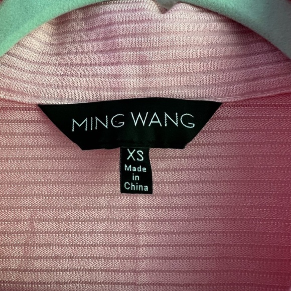 Ming Wang Pink Asymmetric Ribbed Knit Cardigan Jacket Topper Size XS Minimalist - Picture 3 of 10